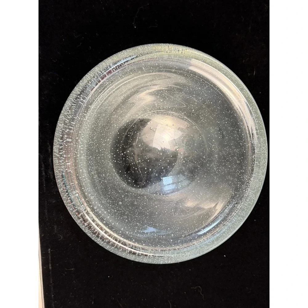Hand Blown‎ Clear Controlled Bubble Glass Bowl Bullicante Art Glass Centerpiece